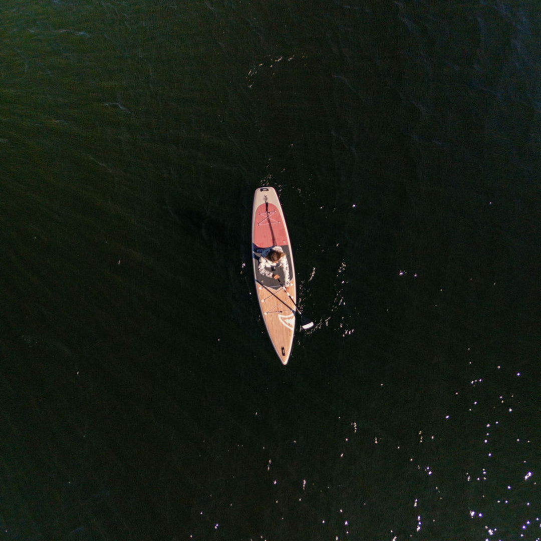 Bird view of a touring paddle board