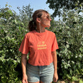 Girl wearing the Crop Top Boxy Swirl 