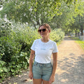 Front View of the girl wearing the Crop Top Taiga