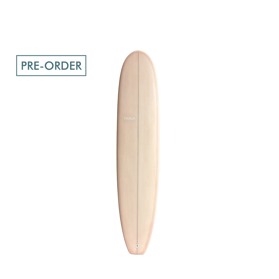 Front view of the Taiga Board Classic Longboard 8'4'' Surf - Rosé