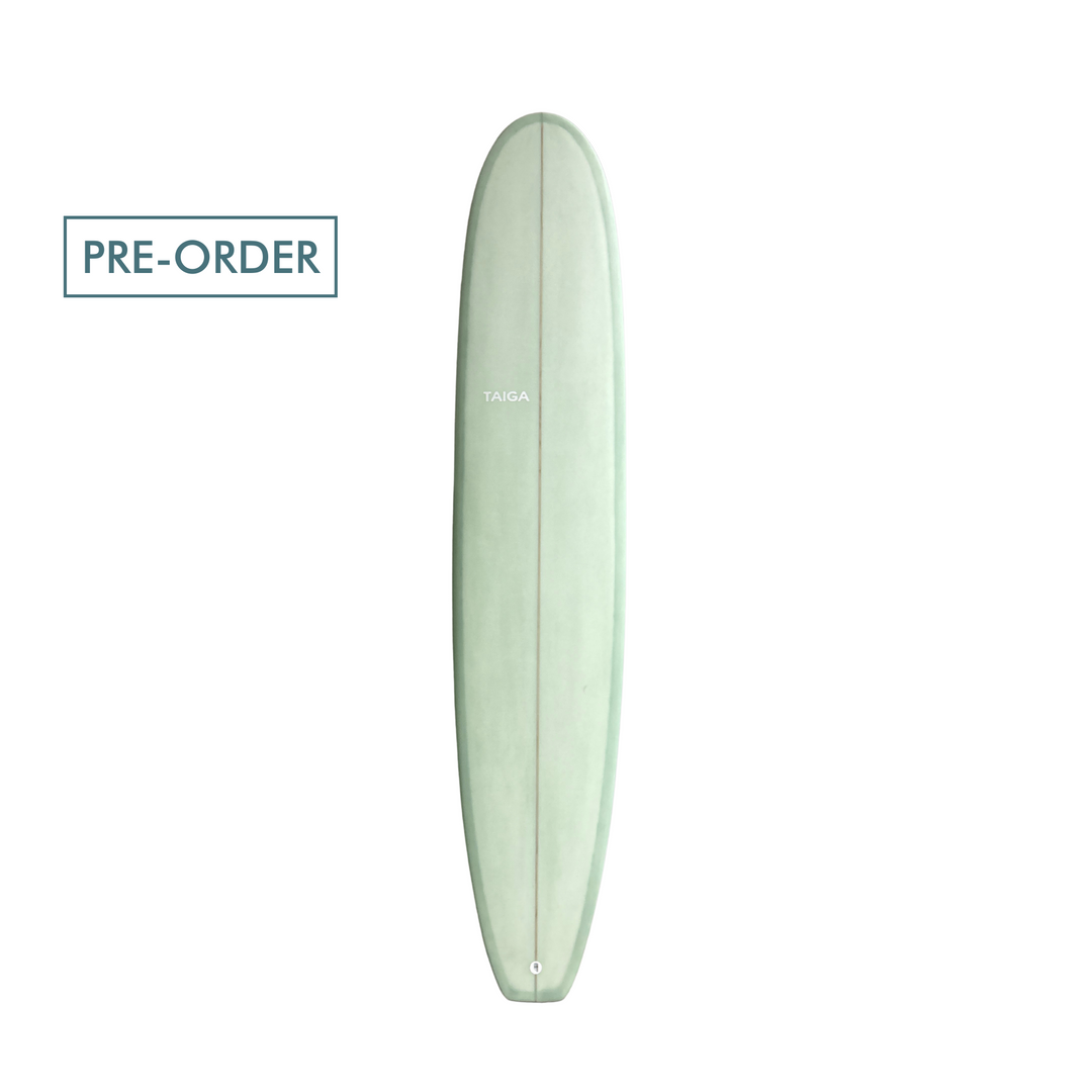 Front view of the Taiga Board Classic Longboard 9'2'' Surf - Dusty Sage