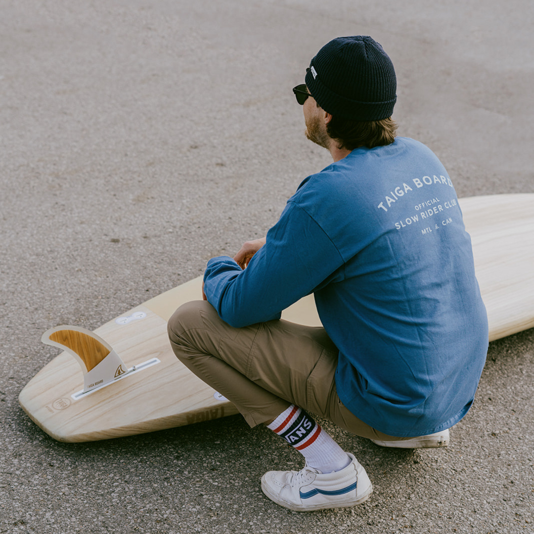 Back view of the Longsleeve - Slow Rider Club - Indigo Blue