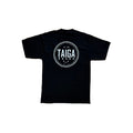 Back of The TAIGA Black T-Shirt with Badge Logo