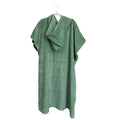 Green hooded garment on a white background