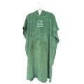 Green poncho with a brand logo on a white background