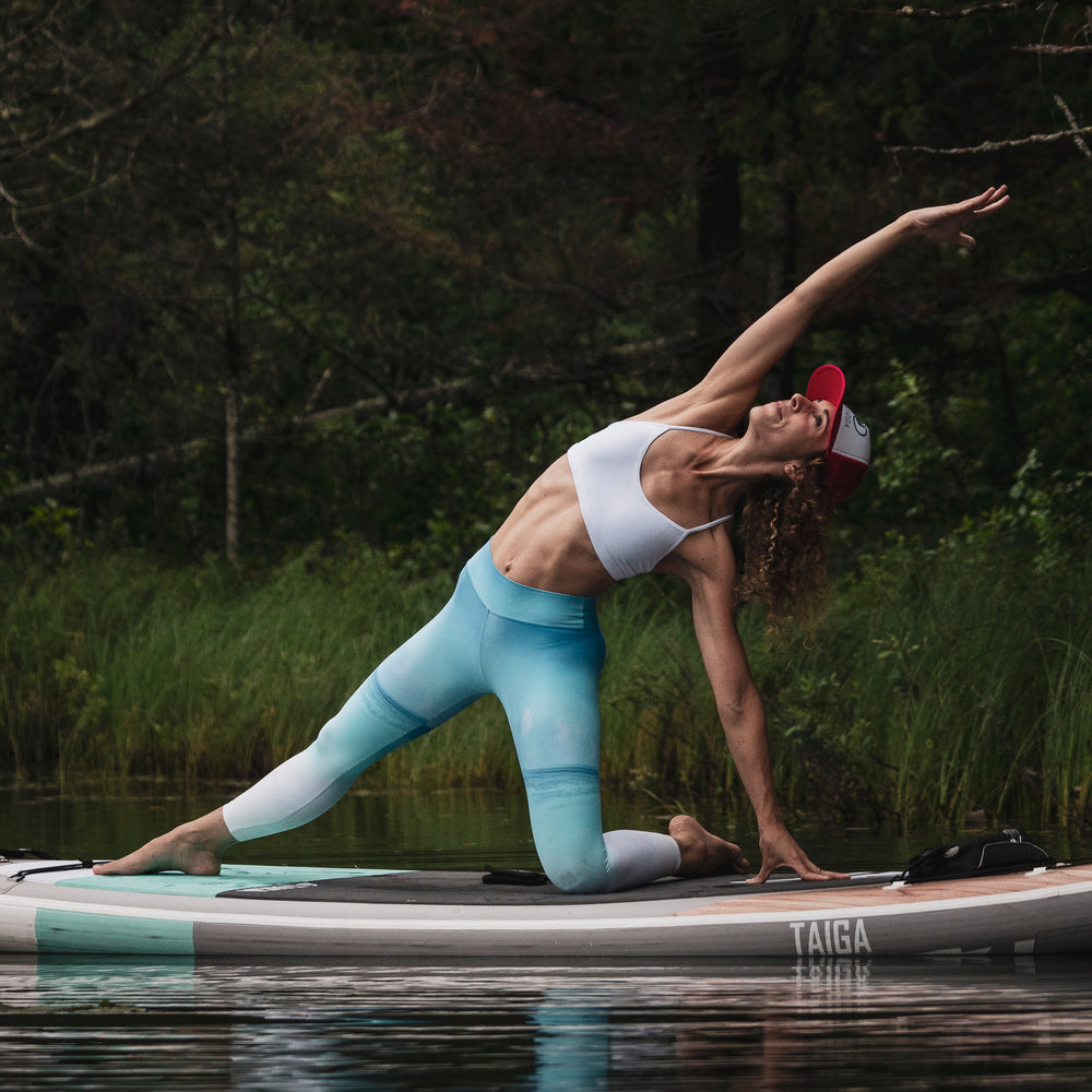 SUP Yoga on the Awen Air 10'0 Turquoise color