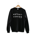 Front view of the WETSUIT SEASON Crewneck by TAIGA BOARD (black)